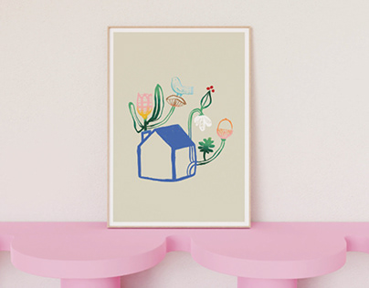Floral House Illustration