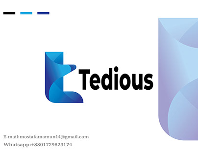 Tedious T 3d modern latter stock gradient logo mark
