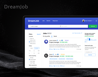 DreamJob | Job Search Platform, Mobile App, UX/UI