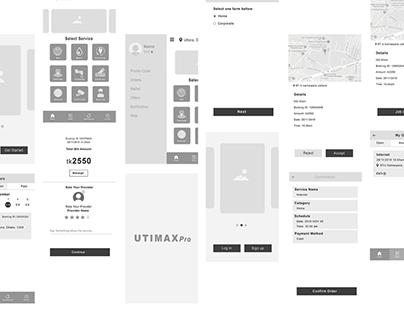 Wireframes for Utility app
