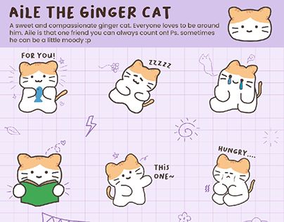 Ginger Cat Character Sticker Design