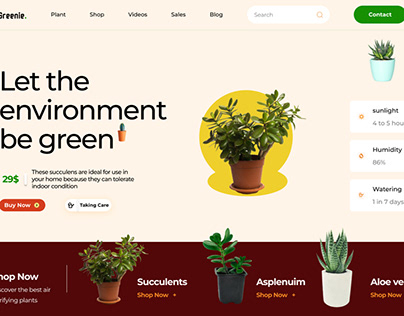 Greenie website landing page design