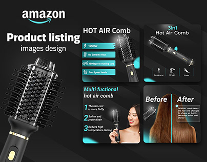 Project thumbnail - Amazon listing design | Hot air comb