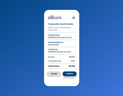 Bank transaction confirmation screen design