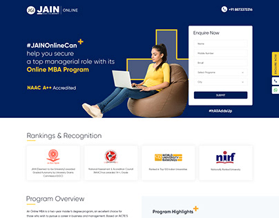 Jain Online education programme landing page