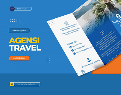 Blue and White Modern Agency Travel Z-Fold Brochure