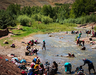 Women Washing clothes in a Moroccan Village