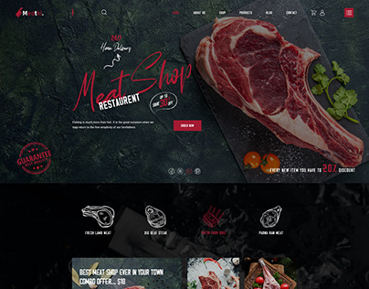 Meat shop psd website landing page