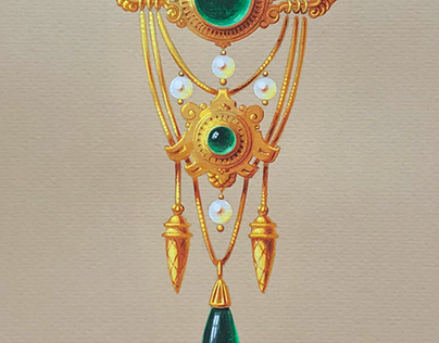 Gouache paintings of ancient jewelry