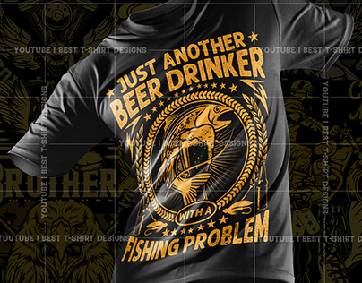 Beer drinker with a fishing problem t-shirt design