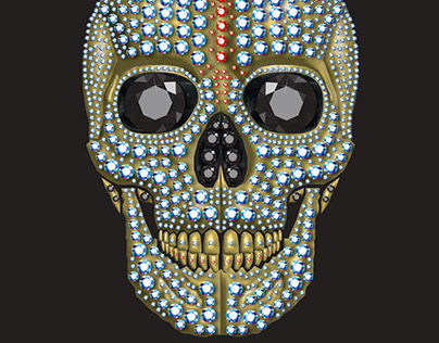 skull in diamonds illustration