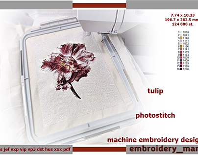Machine embroidery design photo stitch Tulip