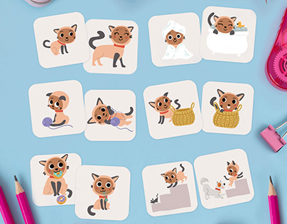 Little Cat, character design & activity cards