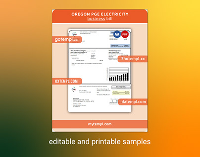 Oregon PGE electricity utility business bill template