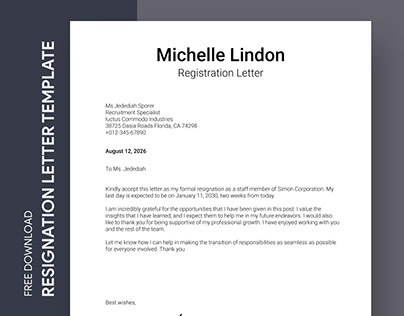 Free Professional Resignation Letter Template