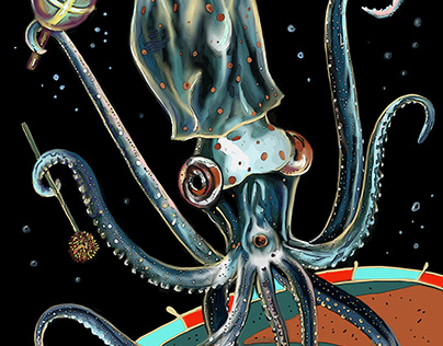 Octopus Playing Electric Guitar Men/'s Tee Image by Shutterstock