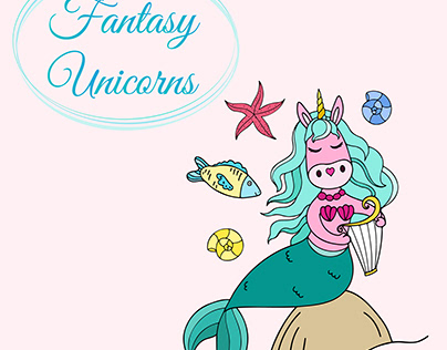 Fantasy unicorns in the style of the little mermaid