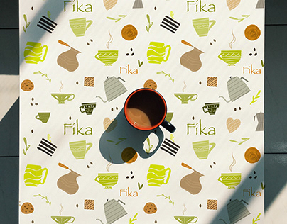 Fika time. Pattern for coffee lovers.