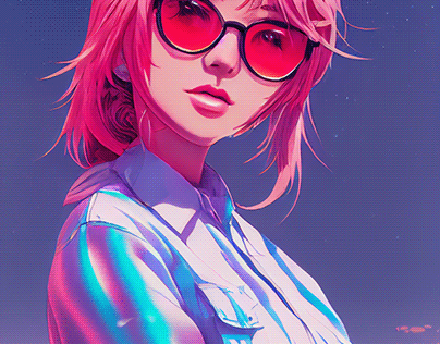 Anime girl wearing sunglasses