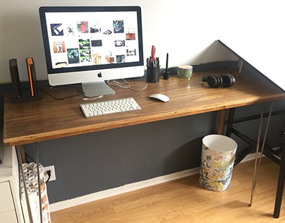 Birch Plywood Desk with Hairpin Legs