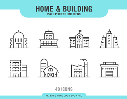 Home & Building Thin Line Icons