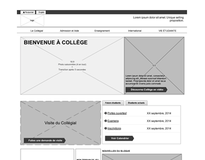 High Fidelity Wireframes for a College Website