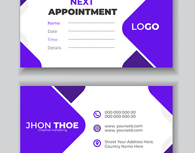 Corporate Next Appointment Card Design