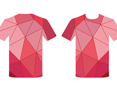 T-shirt project with red colored shapes