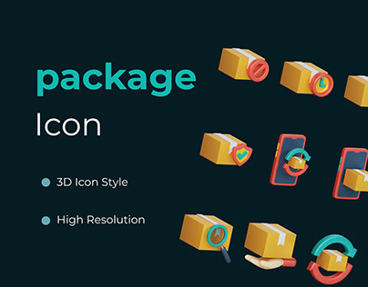 3D Delivery Package icon set