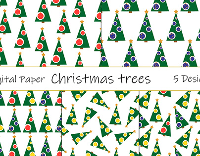 Seamless patterns Christmas trees vector