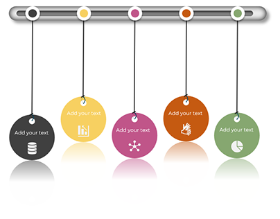 Colorful Hanging infographic slide in PowerPoint.