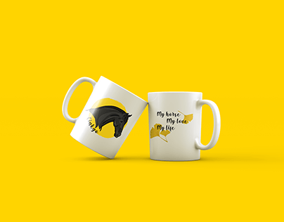 Mug with horse illustration