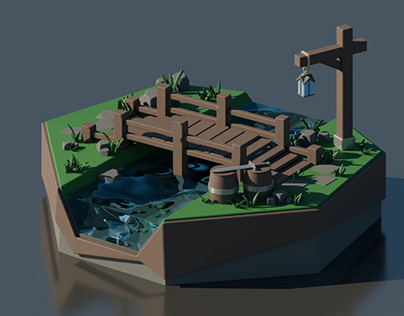 Low poly medieval bridge | Game Art | 3D Model