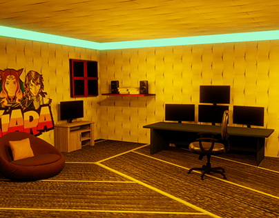 3D high Quality Gaming Room interior Animation