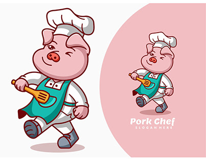 pork chef character mascot design