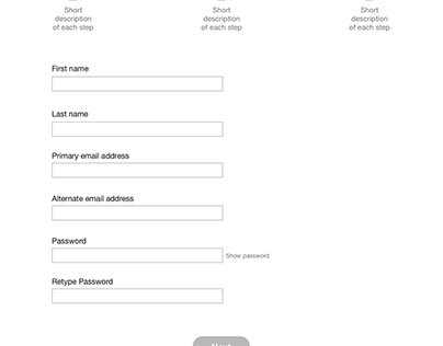 Sign up form wireframe