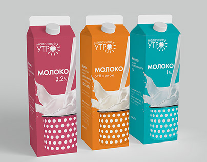 Логотип и дизайн упаковки для молока