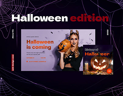 Halloween web design case banners & posts social media