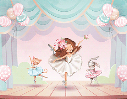 Kids Room Wallpaper Design Ballerinas