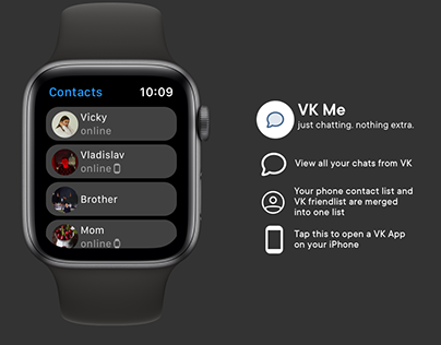 Concept of VK Messenger for Apple Watch