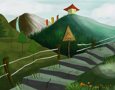 digital painting of mountain