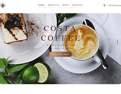 Landing page for coffee house