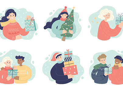 People with Christmas presents | Biscotto design