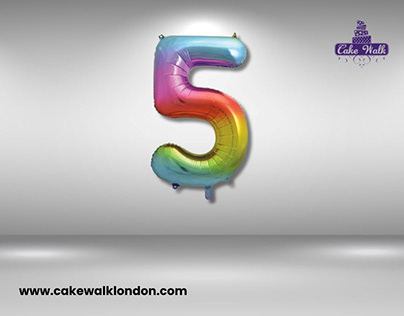 Rainbow Foil Number Balloon by Cake Walk London