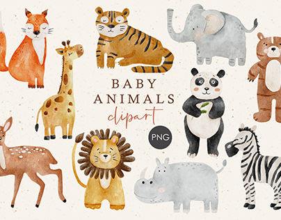 Baby animals clipart, Watercolor animals