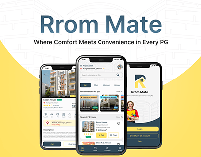 Project thumbnail - Rrom Mate (PG Rental App) UI DESIGN