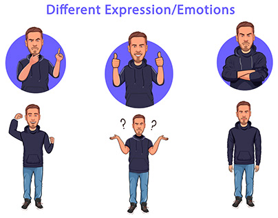 Cartoon Character design different emotion & expresions
