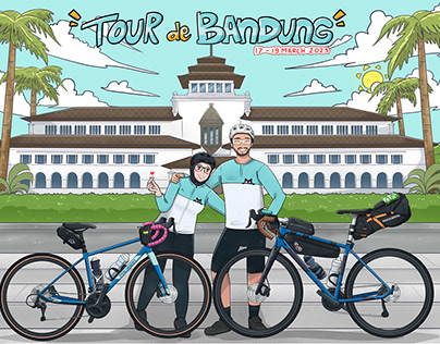 Cyclist at Gedung Sate Bandung Artwork