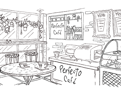 Perfecto coffee shop (Background art)