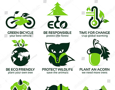 flat icon set for eco environment, vector illustration